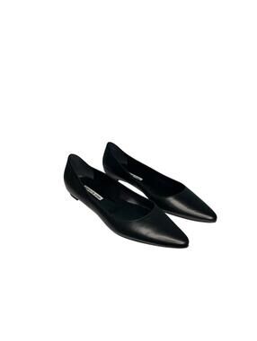 NEW Manolo Blahnik Gala Lambskin Point Toe Flats Black EU40